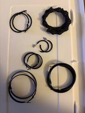 Bundle of 6 Pairs of Black Hoop Earrings